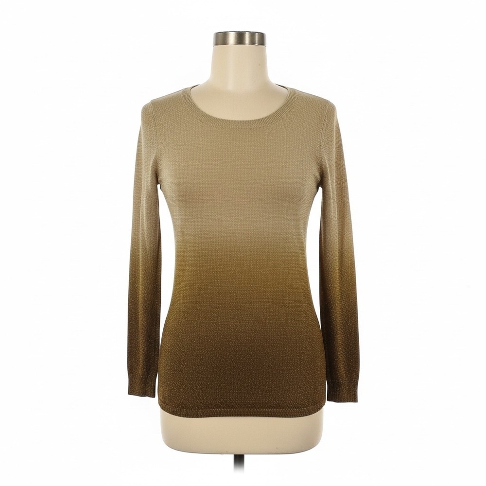 Michael Kors Ombre‎ Metallic Gold Knit Sweater XS Long Sleeve